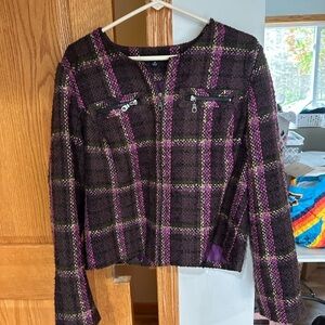 Chadwicks Purple Plaid Zip up Blazer